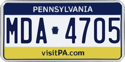 PA license plate MDA4705