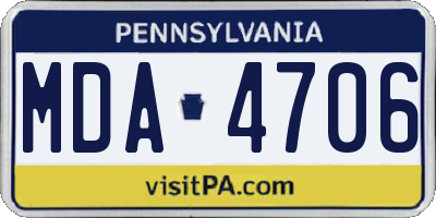 PA license plate MDA4706