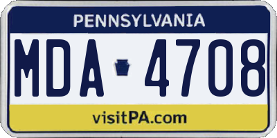 PA license plate MDA4708