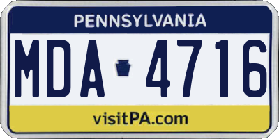 PA license plate MDA4716