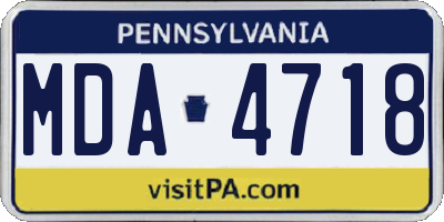 PA license plate MDA4718