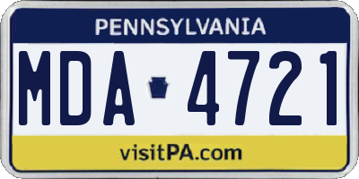 PA license plate MDA4721