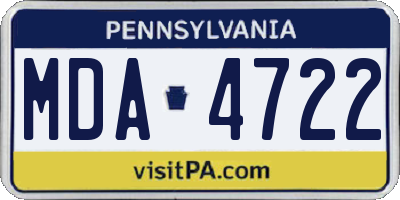 PA license plate MDA4722