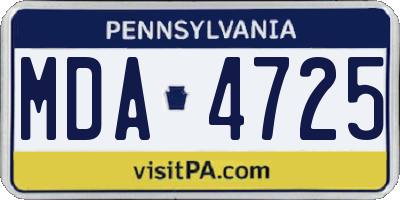 PA license plate MDA4725