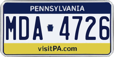 PA license plate MDA4726