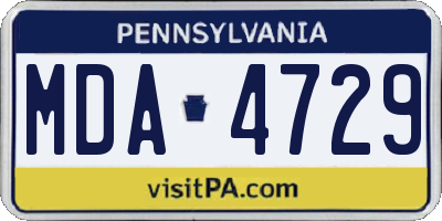 PA license plate MDA4729