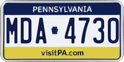 PA license plate MDA4730
