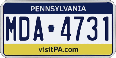 PA license plate MDA4731
