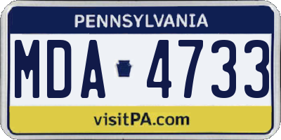PA license plate MDA4733
