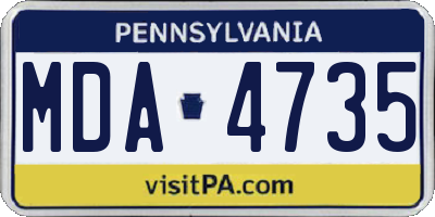 PA license plate MDA4735