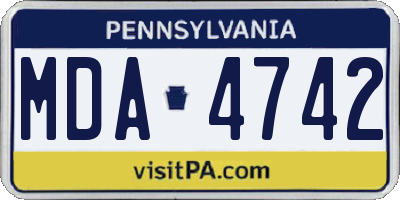 PA license plate MDA4742