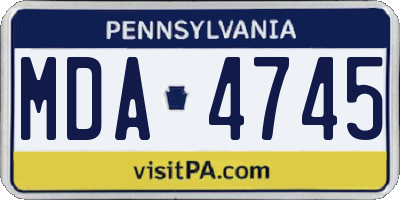 PA license plate MDA4745