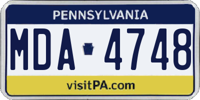 PA license plate MDA4748