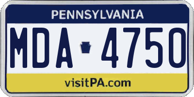 PA license plate MDA4750