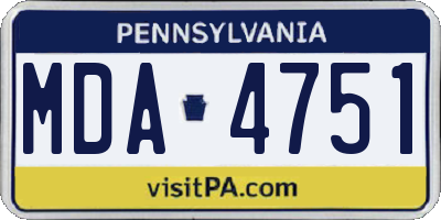 PA license plate MDA4751