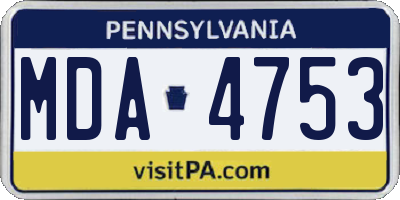 PA license plate MDA4753