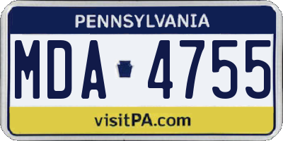 PA license plate MDA4755