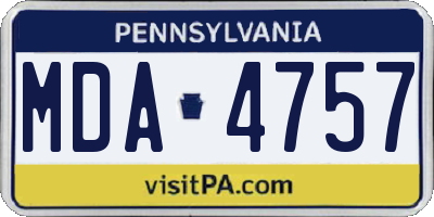 PA license plate MDA4757