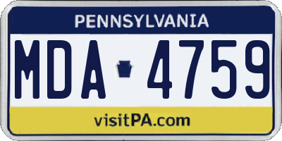 PA license plate MDA4759