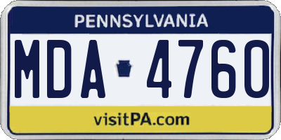 PA license plate MDA4760
