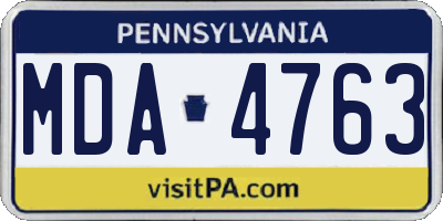 PA license plate MDA4763