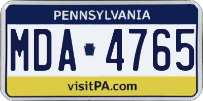 PA license plate MDA4765