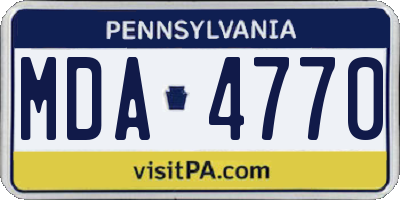 PA license plate MDA4770