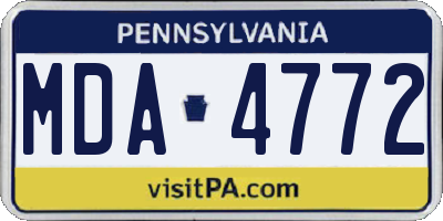 PA license plate MDA4772