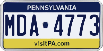 PA license plate MDA4773