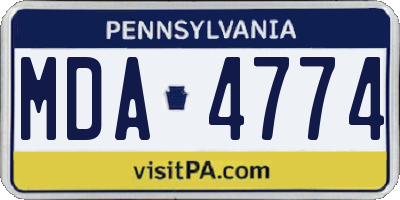 PA license plate MDA4774