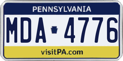 PA license plate MDA4776