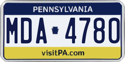 PA license plate MDA4780