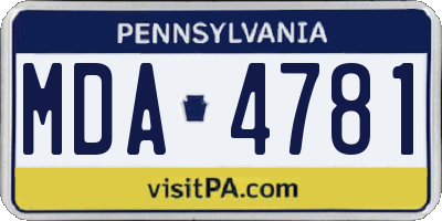 PA license plate MDA4781