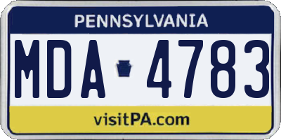 PA license plate MDA4783