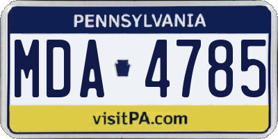 PA license plate MDA4785