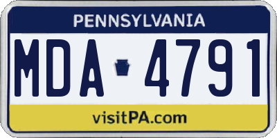 PA license plate MDA4791