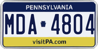 PA license plate MDA4804
