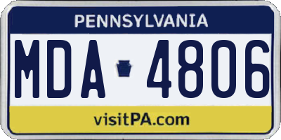 PA license plate MDA4806