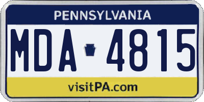 PA license plate MDA4815