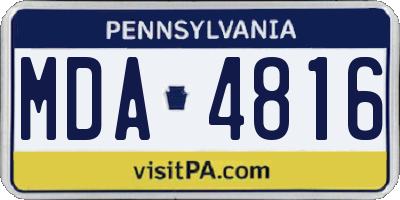 PA license plate MDA4816