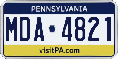 PA license plate MDA4821