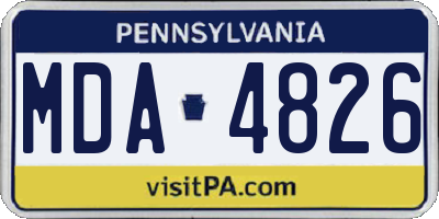 PA license plate MDA4826