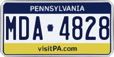 PA license plate MDA4828