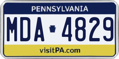 PA license plate MDA4829