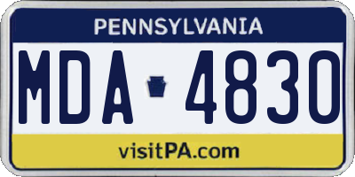 PA license plate MDA4830