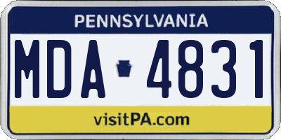 PA license plate MDA4831