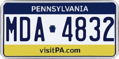 PA license plate MDA4832