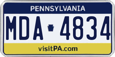 PA license plate MDA4834