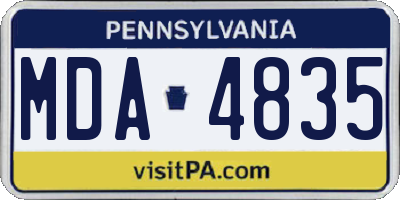PA license plate MDA4835
