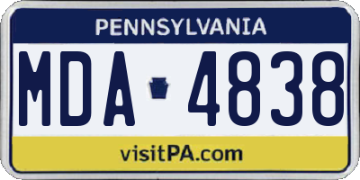PA license plate MDA4838